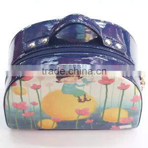 Dark Blue Waterproof PU Makeup Tool Kits Make Up Box for Women thumbnail-1