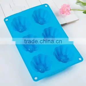 6-Cavity Blossom Cake Wholesale Silicone Chocolate Moulds For Cupcakes Silicone Mold Baking Tools thumbnail-1