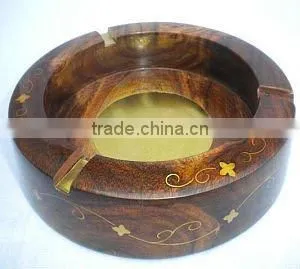 Wooden Ash Tray With Brass Work thumbnail-1