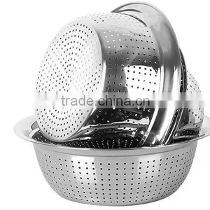 Metal Powder Coated Colander 3pieces in a Set Stainless Steel Fruit Wash Basket thumbnail-4