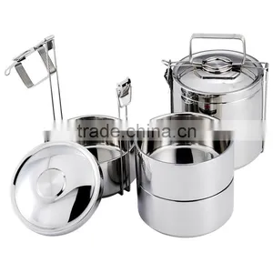 Factory Three Layers Container for Food With Dividers/lunch Box Tiffin Carrier/stainless Steel Tiffin thumbnail-6