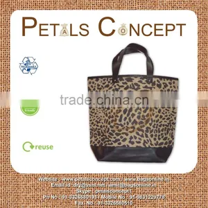 Cheetah Print Jute Beach Bag With Leather Handle thumbnail-1