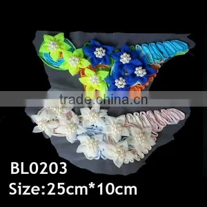 Handmade Applique Design Colorful Fabric Flower Trim for Cloth thumbnail-1