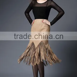 Hot Sale Fashion Women Latest Long Skirt Design With Tassal thumbnail-2