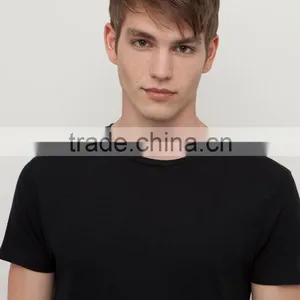 100% Cotton T-Shirt Blank t Shirts Slim Fit Plain Men Tee Black T-shirt thumbnail-2