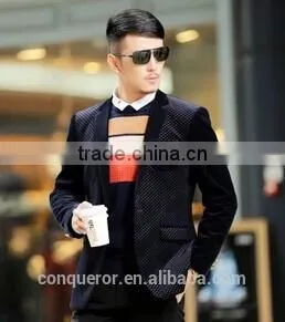 Dark Blue Wool 'M Line' 3-Button Suit With Flat Front Pants (SHT1067) thumbnail-1