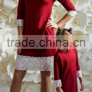 Mother Daughter Matching Dress Jersey Mom Baby Red Dress thumbnail-2