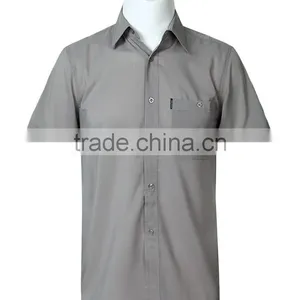 Juqian Custom High Quality Mens Plain Pure Soft Textile Cotton Colors Short Sleeve Work Shirt thumbnail-1
