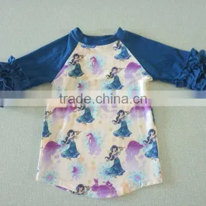 Wholesale Baby Clothes Cotton 3/4 Sleeve Ruffle Raglan,baby Icing Ruffle Top thumbnail-3