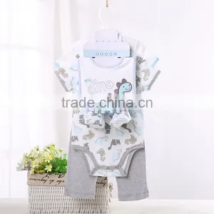 Short Sleeve Animal Printing Wholesale Baby Romper Gift Set thumbnail-1