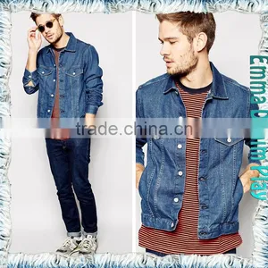 2016 Silver Button Blue Denim Males Classic Biker Style Jacket Top Customized Design thumbnail-4