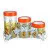 Three Orange Glass Jars Set With thumbnail-1
