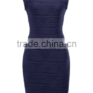 Fashionable Corrugated Sexy Dress With no Sleeves and Trim Skirt PS05 thumbnail-5