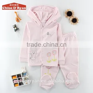 100% Cotton Long Sleeve Clothes Baby Girl Sleep Pink Infant Wear thumbnail-2