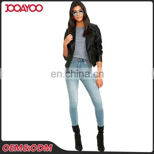 2017 Customed New Style Women Black Jacket Lady Winter Fancy Motorcycle Original Leather Jacket thumbnail-6