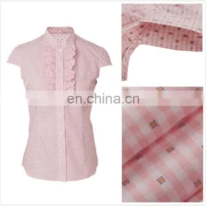 Fashion Pink Checked Women Shirts and Tops for Office Lady thumbnail-3