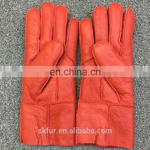 High Quality Fur-lined Winter Genuine Sheepskin Leather Gloves for Women thumbnail-2