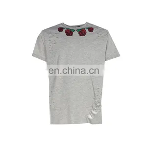 Wholesale Custom 2017 New Fashion Clothes Summer Short Sleeve Mens Embroidery t Shirt thumbnail-3