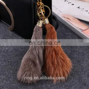 Faxu Fox Fur Tail Plush Keychain Lady Bag Pendant thumbnail-1