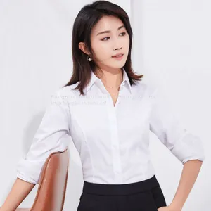 Women's Shirt Spring and Summer 100S Double-stranded Cotton Liquid Ammonia Non-iron Professional Wear Tooling Long-sleeved Shirt Customization thumbnail-5