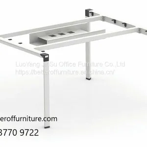 Five Angle Steel Tube 2 Person Staff Office Table With Wooden Top Face to Face thumbnail-2