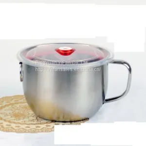Noodle Bowl Stainless Steel 1300ml Soup Bowls With Lid thumbnail-1