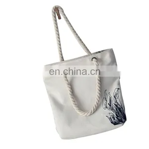 Shopping Cotton Canvas Women Animal Prints Tote Handbag With Zipper thumbnail-1
