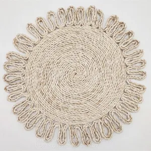 Natural Material Corn Husk Woven Placemats Wholesale Table Decoration Round Plate Mat thumbnail-1