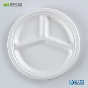 Disposable Biodegradable 10 INCH 3C PLATE Take Away Sugarcane thumbnail-5