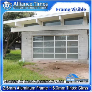 Aluminum Frame Black Transparent Clear Tempered Glass Panels Sectional Garage Doors thumbnail-2