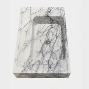 High Quality Xiang Xuemei Rectangular Marble Stone Factory Custom Vessel Sink Handmade Stone Vanity Bathroom Basin Hotels Villas thumbnail-2