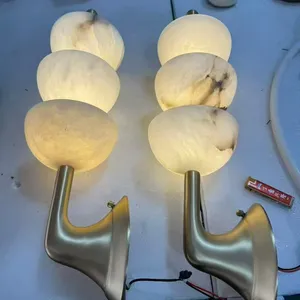 Modern Luxury Art Deco Alabaster Wall Sconce​ for Hotel Bedroom Hallway Light thumbnail-4