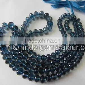 Fine Quality London Blue Topaz Far Faceted Roundelle Beads thumbnail-1