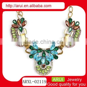 Fashion Gemstone Blue Turquoise Bead Chain Druzy Pendant Necklace For Women thumbnail-1