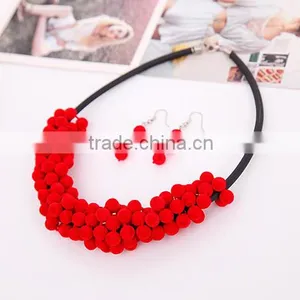 Wholesale New Arriva Personality Statement Jewelry Set Warm Plush Leather Chain Necklace Set thumbnail-3