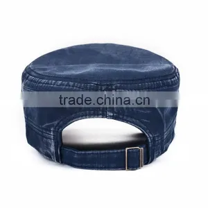 OEM Handsome Custom Fashion Washed Cotton Flat Top Military Style Caps thumbnail-3