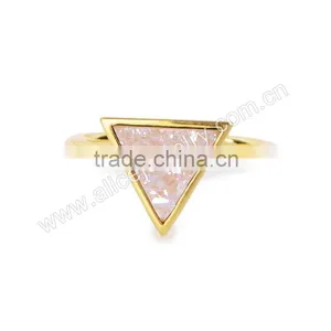Fashion Druzy Triangle Geometric Crystal Druzy Ring Gold Filled Wholesale Gemstone Bezel Ring Supplier thumbnail-6
