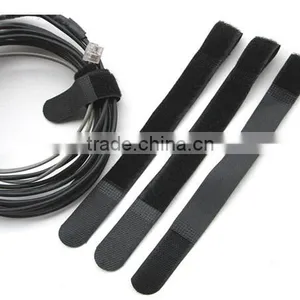 Black Reusable Hook And Loop Tape Cable Ties Tidy Straps Organiser thumbnail-4