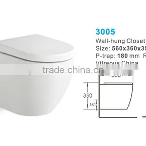 Ceramic Wall Hung Toilet and Wall wc for Hotel Toilet thumbnail-5