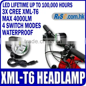 4000lm Bicycle Light Lamp LED 8.4V 3x CREE XM-L XML T6 Headlight Headlamp thumbnail-1