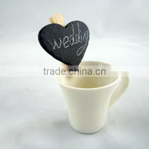 Heart Shape Dark Black Slate Label Clip thumbnail-2