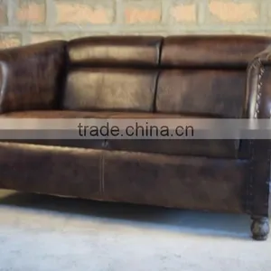 Vintage Leather Two Seater Sofa ,Vintage Industrial Furniture Jodhpur , thumbnail-1
