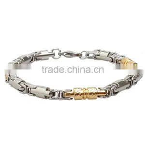 Factory Wholesale Silver and Gold Joint 316l Stainless Steel Bracelet Men Supplier's Choice thumbnail-2