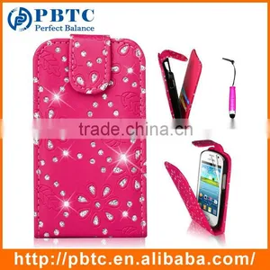 Set Screen Protector Stylus And Case , Bling Leather Wallet Case For Samsung Galaxy Fame S6810 thumbnail-4