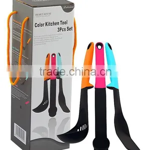 New FDA Grade Nylon Kitchen Utensil Set for 3 Pcs With TPR Handle and Include Holder thumbnail-1