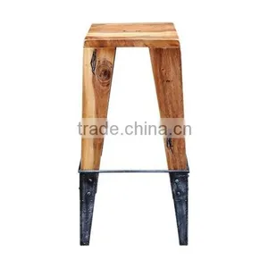 RETRO INDIA URBAN TIMBER BAR STOOL , WOODEN TIMBER INDUSTRIAL BAR STOOL thumbnail-1