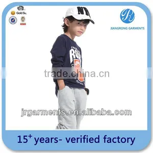 OEM Service 100% Polyester Child's Navy Blue Printed Boy's Long Sleeve t Shirt Factory thumbnail-1