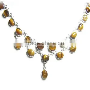 Necklece With Beaded Chain, Silver Jewelry thumbnail-1