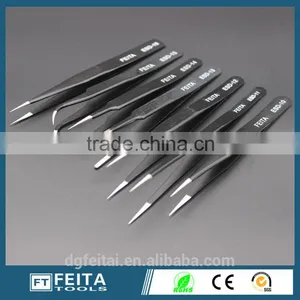 Slanted Tip Type and Stainless Steel Material Personalized ESD Eyebrow Tweezers for Beauty thumbnail-1
