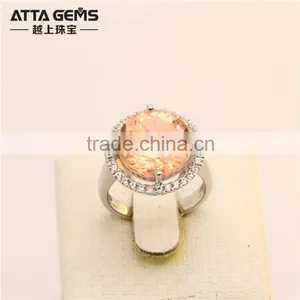 Fashion Created Morganite #777 Round Shape 925 Silver Ring for Women thumbnail-1
